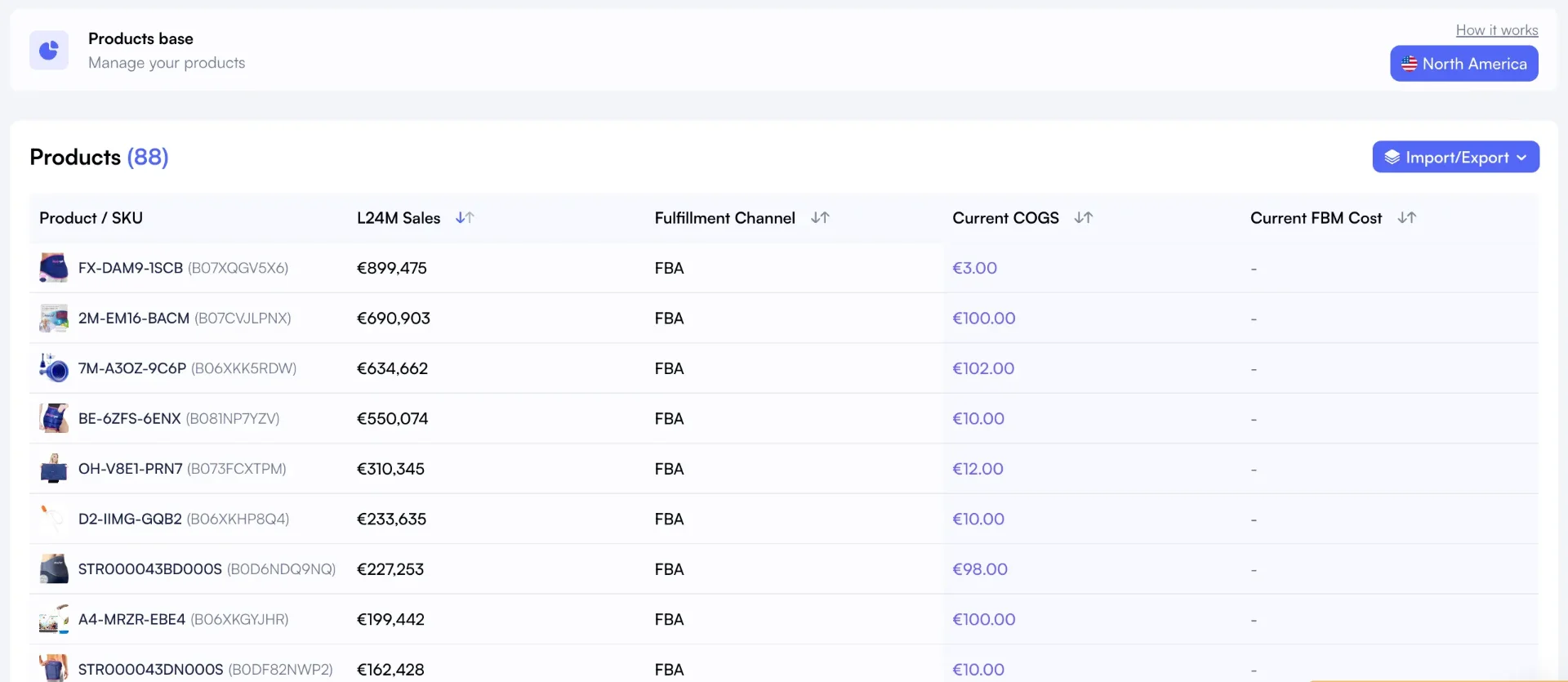 Nova COGS manager with period-based costs and FIFO batches.